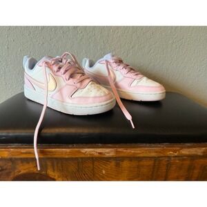 Nike Court Borough Low 2 Pink White Youth Sneakers Shoes Size 4Y